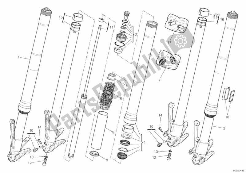 Toutes les pièces pour le Fourche Avant du Ducati Multistrada 1200 ABS USA 2011